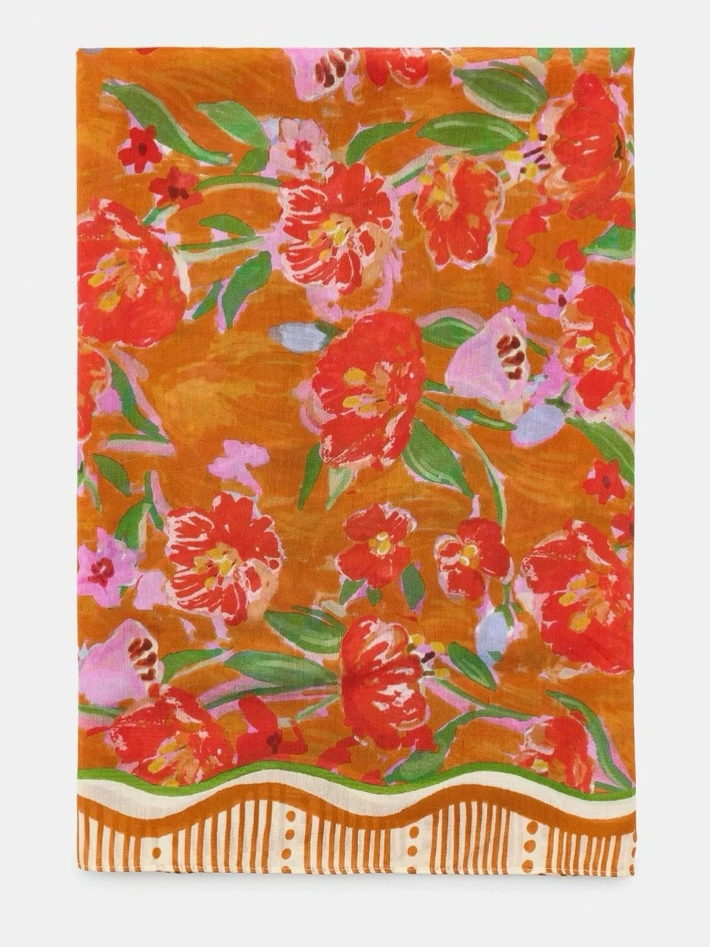 Zara Watercolor Print Modal Silk Scarf in Orange. Brand new!